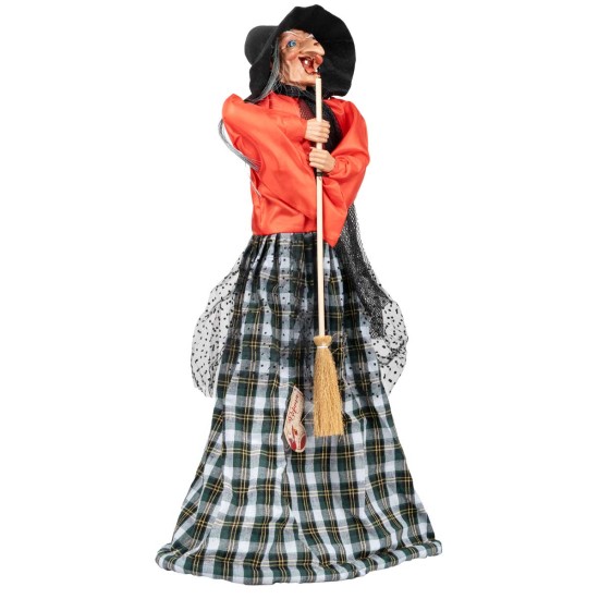 Befana con luces y sonidos roja y verde 70 cm para belén Mundo