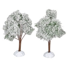 Set 2 alberi innevati con base 15 cm per presepe Mondo Presepi