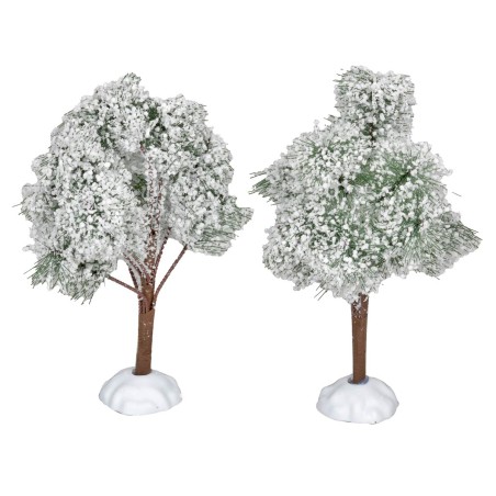 Set 2 alberi innevati con base 15 cm per presepe Mondo Presepi