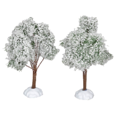 Set 2 alberi innevati con base 15 cm per presepe Mondo Presepi 2
