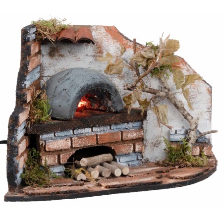 Forno ad angolo per fornaio con luce effetto fuoco cm