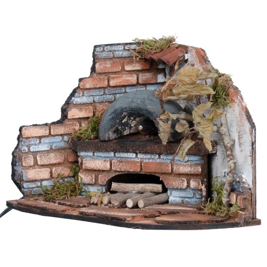 Forno ad angolo per fornaio con luce effetto fuoco cm