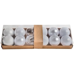 Set of 12 white balls ø 6 cm for Christmas tree for nativity scene