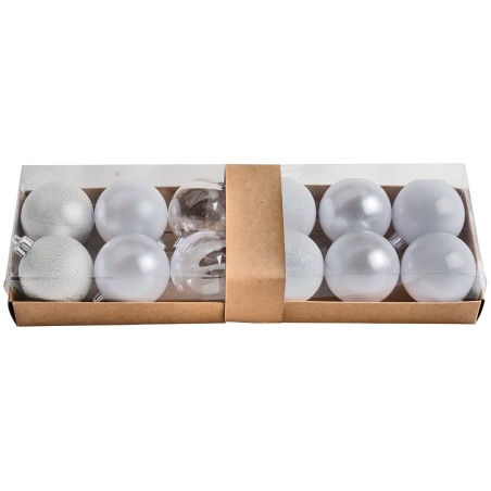 Set of 12 white balls ø 6 cm for Christmas tree for nativity scene