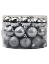 Round box with handle 42 silver balls ø 5 cm assorted for