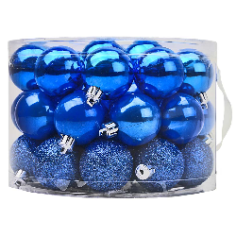 Box tondo con manico 42 palline blu ø 5 cm assortite per 2