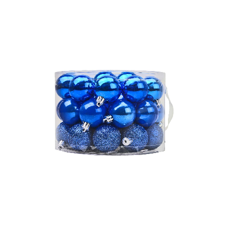 Caja redonda con asa 42 bolas azules ø 5 cm surtidas por