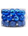 Round box with handle 42 blue balls ø 5 cm assorted for