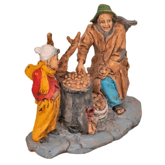 Castagnaro with child with base series 10 cm in PVC for nativity scene