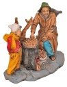 Castagnaro con bambino con base serie 10 cm in Pvc per presepe