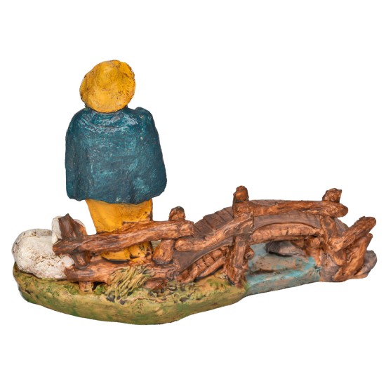 Pifferaio con pecora con base serie 10 cm in Pvc per presepe