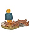 Pifferaio con pecora con base serie 10 cm in Pvc per presepe