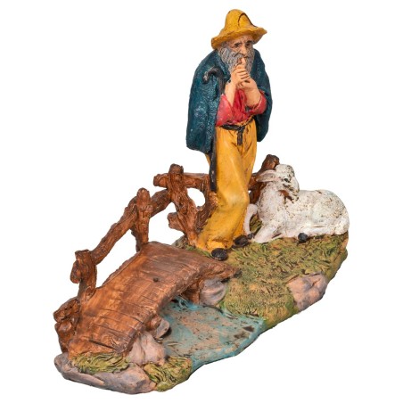 Piper with sheep with base series 10 cm in PVC for nativity scene