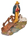 Pifferaio con pecora con base serie 10 cm in Pvc per presepe