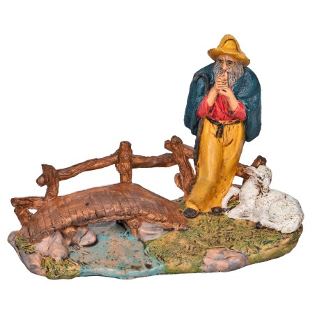 Piper with sheep with base series 10 cm in PVC for nativity scene