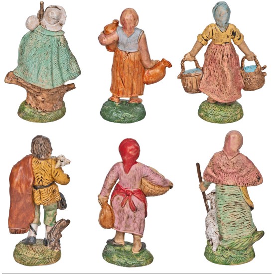 Set 6 figure assortite con base in Pvc per presepe Mondo Presepi