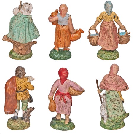 Set 6 figure assortite con base in Pvc per presepe Mondo Presepi