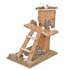 Gallinero de dos niveles con escalera y patos para belén Mondo 2