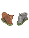 Set buey y burro sentados serie 15-18 cm