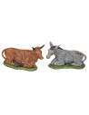 Set bue e asino seduti serie 18 cm per presepe Mondo Presepi