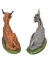 Set bue e asino seduti serie 18 cm per presepe Mondo Presepi