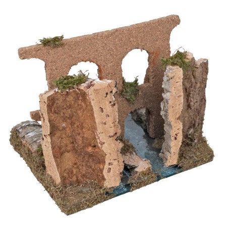 Double river stretch with Roman aqueduct for Mondo nativity scene