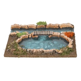 River section with depth effect with small bridge cm 25.5x18x1 h