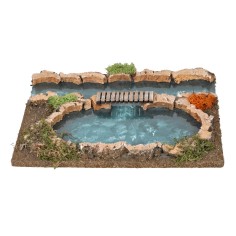Tramo de río efecto profundidad con puentecillo cm 25,5x18x1