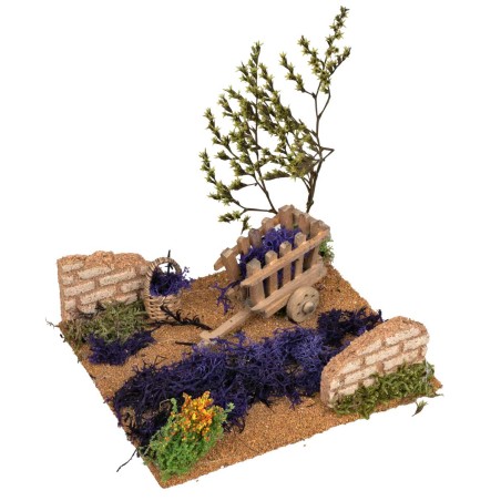 Campo de Lavanda con carrito 15x13x15 cm para belén Mundo