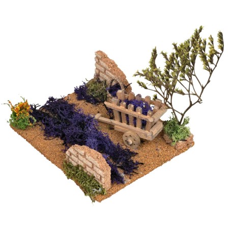 Campo di Lavanda con carretto cm 15x13x15 h