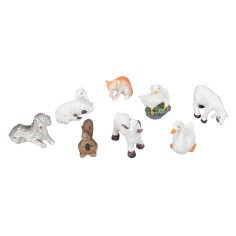 Set of 8 farm animals for 8-10 cm nativity scene statues