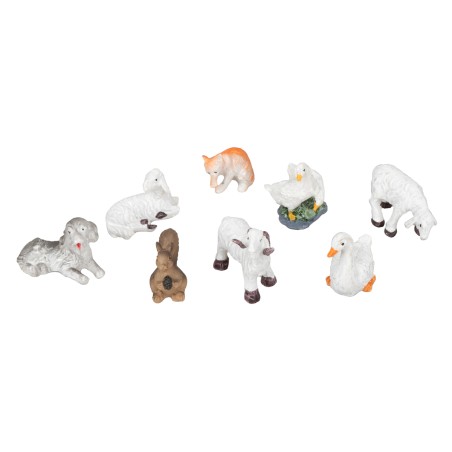 Set of 8 farm animals for 8-10 cm nativity scene statues