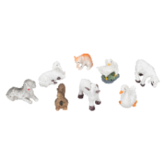 Set of 8 farm animals for 8-10 cm nativity scene statues 2