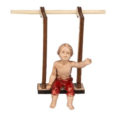 Bambino su altalena in legno serie 10 cm per presepe Mondo