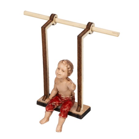Bambino su altalena in legno serie 10 cm per presepe Mondo