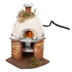 Forno bianco per fornaio con luce effetto fuoco cm 10x8x14h per
