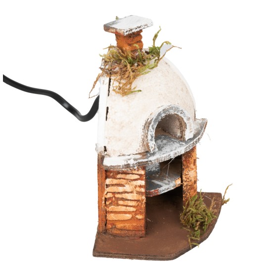 Forno bianco per fornaio con luce effetto fuoco cm 10x8x14h per