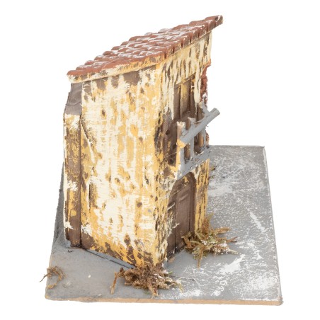 Casetta stuccata rustica gialla con balcone 14x10x11,5 cm per