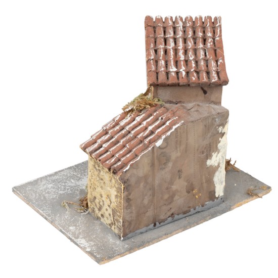 Casetta stuccata rustica gialla con balcone cm 14x10x11,5 h