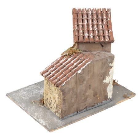 Casita rústica amarilla con balcón 14x10x11,5 cm para
