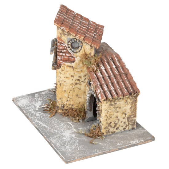 Rustic yellow stucco house with balcony 14x10x11.5 cm for