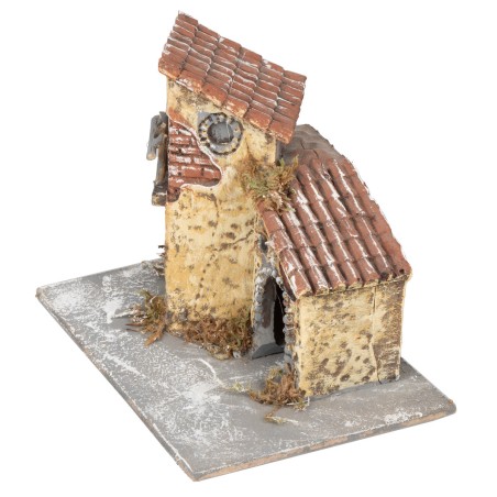Casita enlucida rústica amarilla con balcón cm 14x10x11,5 h