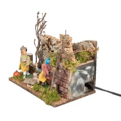 Coppia di boscaioli 10 cm in movimento con ambientazione per 2