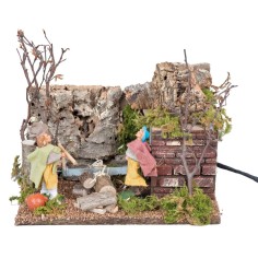 Coppia di boscaioli 10 cm in movimento con ambientazione