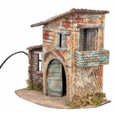 Casa rústica con cesta de frutas en movimiento cm 32x19x33 h 2