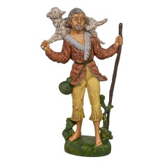 Pastore con pecora in spalle 30cm in Pvc per presepe Mondo