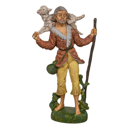 Pastore con pecora in spalle 30cm in Pvc per presepe Mondo