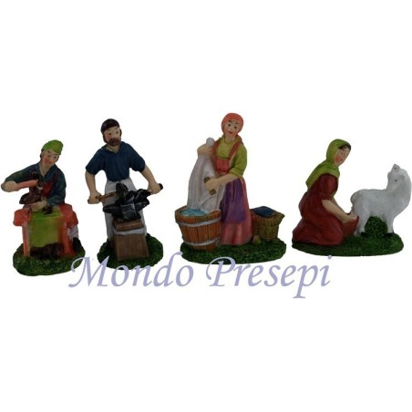 Cm 6 Conjunto de 4 oficios en resina Mundo Pesebre