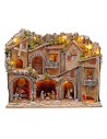 Presepe illuminato con archi, forno, mulino e balconi 70x48x60h