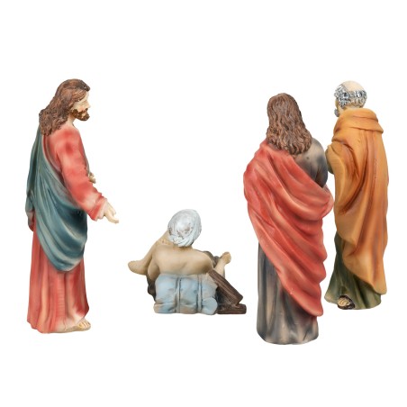 12 cm Healing of the Paralytic Set in Resin for Mondo Nativity Scene